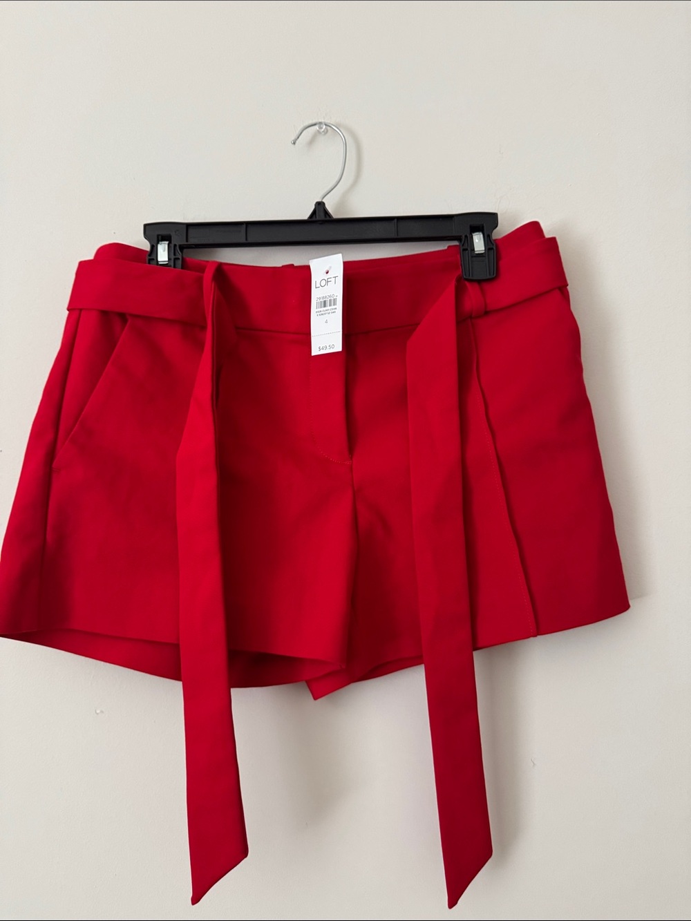 LOFT Red High-Waist Tie-Front Women's Shorts